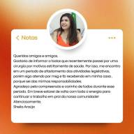 NOTA DA VEREADORA SHEILA ARAUJO 